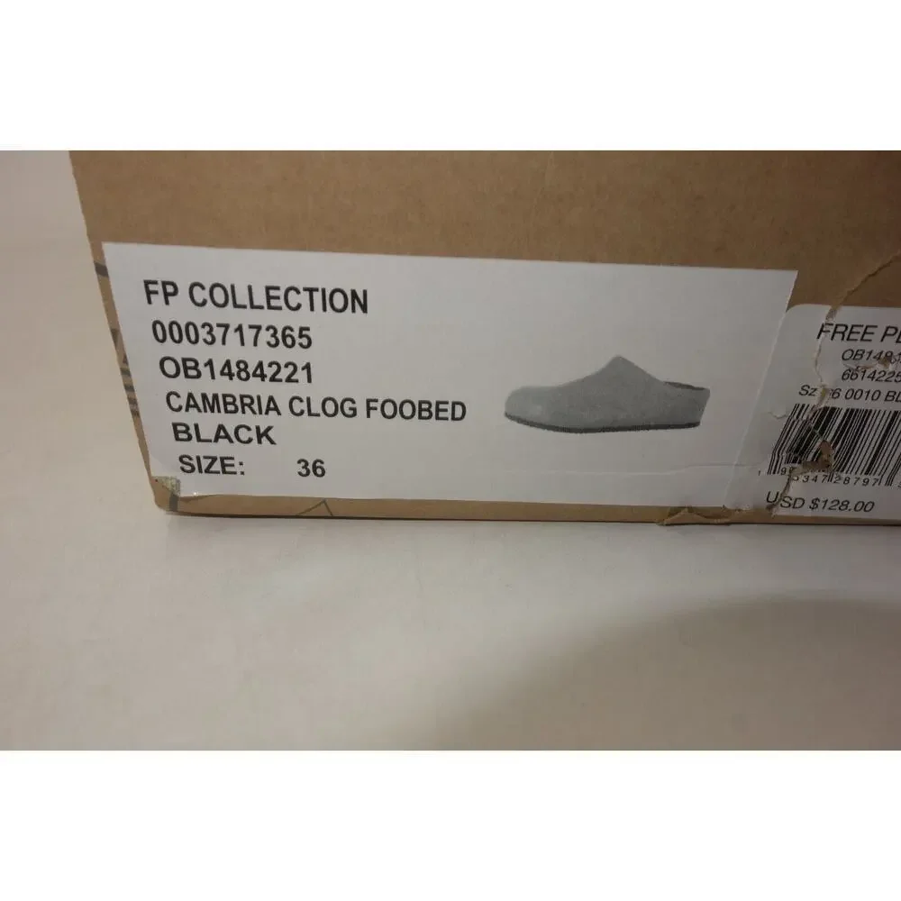 NEW Free People Black Cambria Footbed Clogs Women's 36 US Size 6 FP Collection
